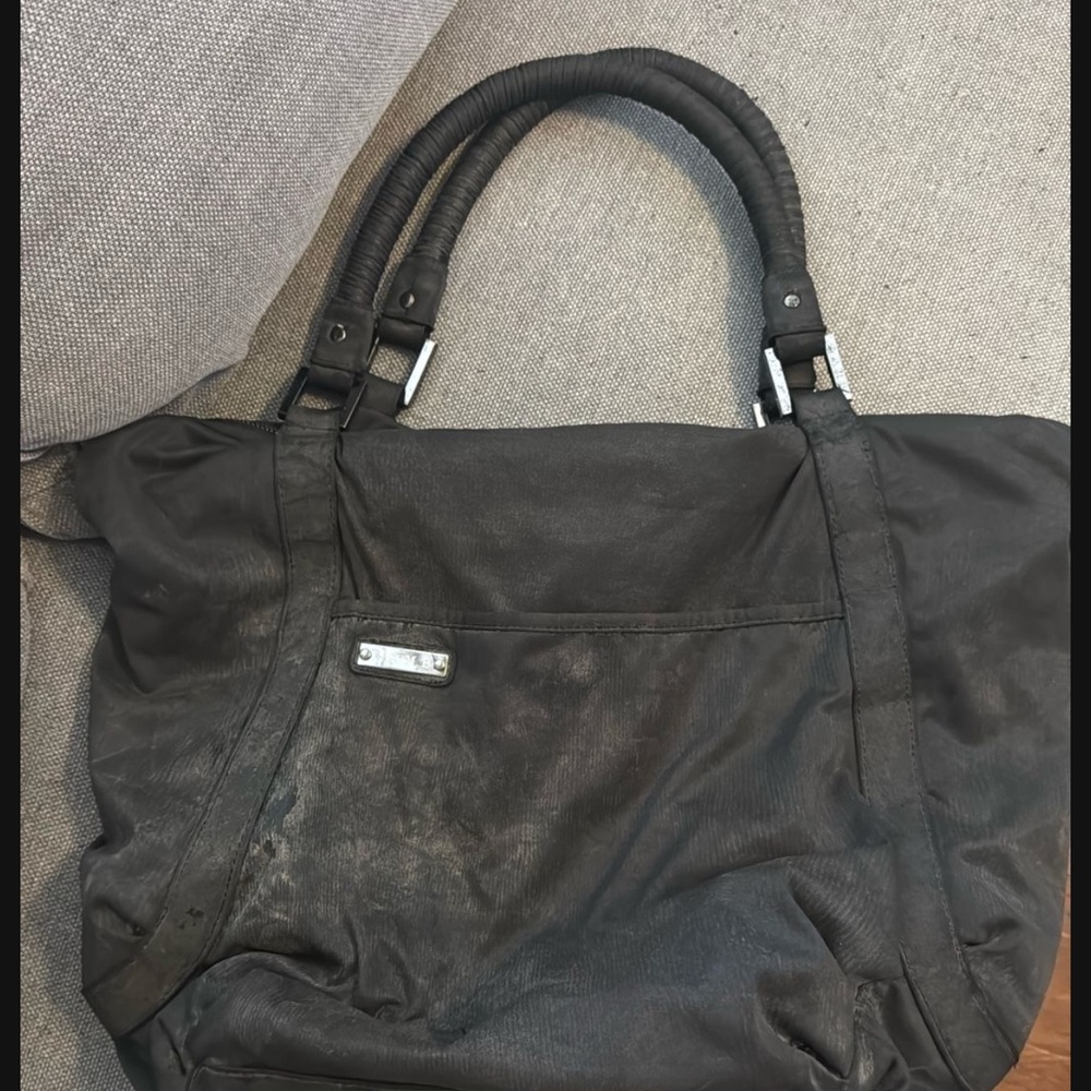 L.A.M.B. Distressed blackish  Charcoal Gray Tote/weekender bag
